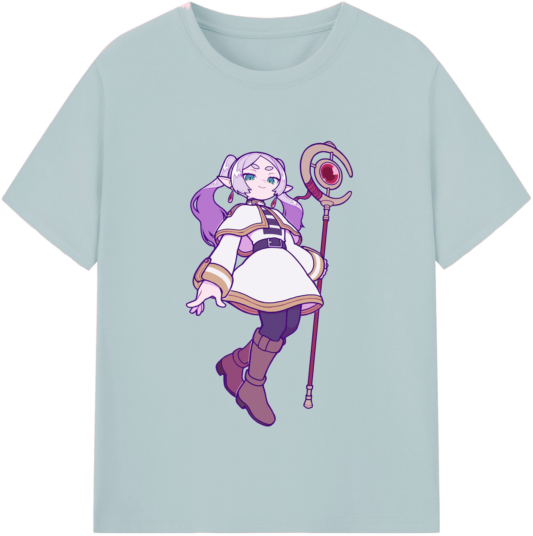（画像用） 葬送のフリーレン Frieren 綿100％半袖Tシャツ（フロントプリント）